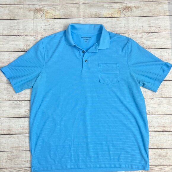 Croft & Barrow Men's XL Blue Performance Polo Shirt Short Sleeve Chest Pocket - Picture 1 of 7